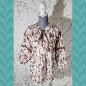 Addition Elle Desert Printed Embroidered Boho Peasant Blouse